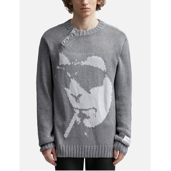 Midnight Studios Shane Gonzalez Men's Silver Baby Face Sweater Size M - Picture 2 of 11